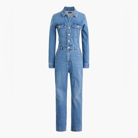 J.Crew Denim collared utility jumpsuit Size 2 (j6) - Picture 1 of 13